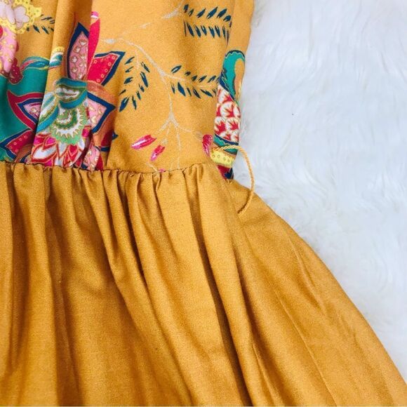 ANTONIO MELANI Emma Long Sleeve Mini Dress Boho Paisley Print Yellow Size 12 New - Picture 7 of 13